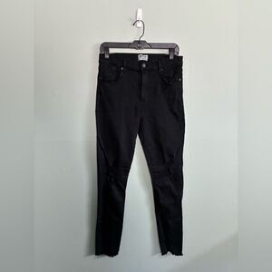 Agolde jeans Black Skinny Distressed Denim Ragged Ankle Torn Knee Size 31 Grunge